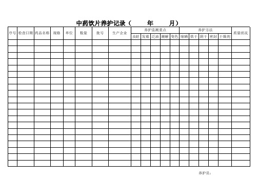 中药饮片养护记录表