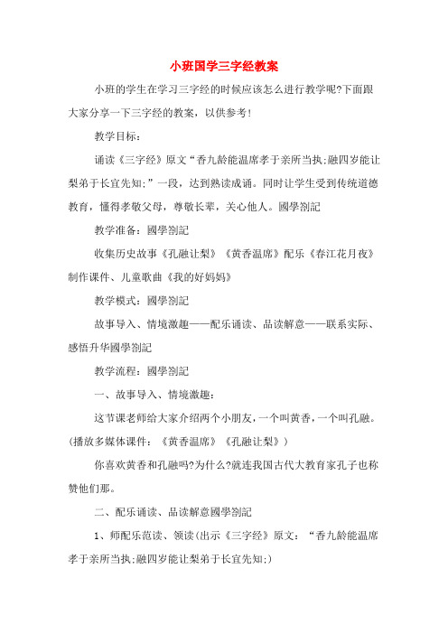 小班国学三字经教案