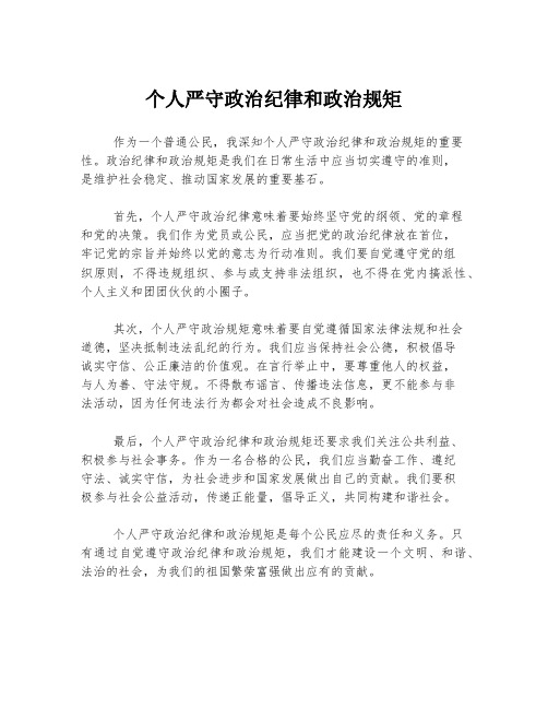 个人严守政治纪律和政治规矩