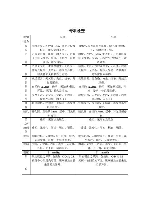 眼科住院病历模板 (1)