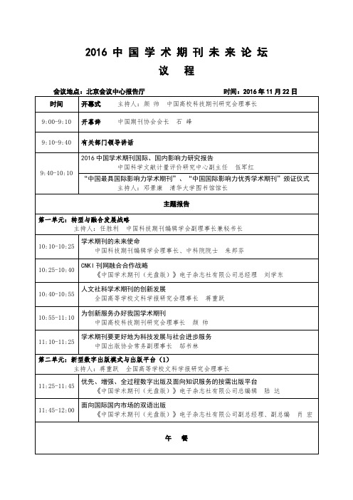 2016中国学术期刊未来论坛