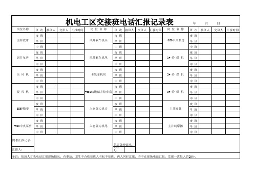 交接班记录表