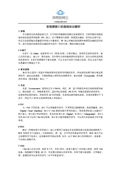 音视频接口的基础知识解析