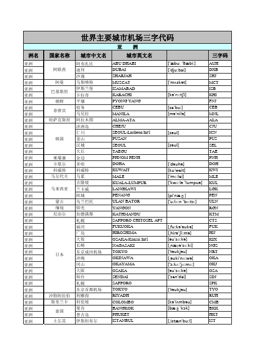 国际机场三字代码