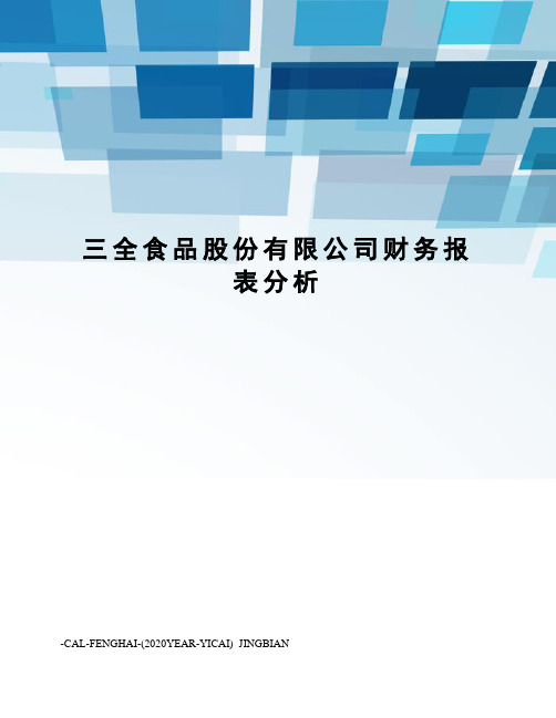 三全食品股份有限公司财务报表分析