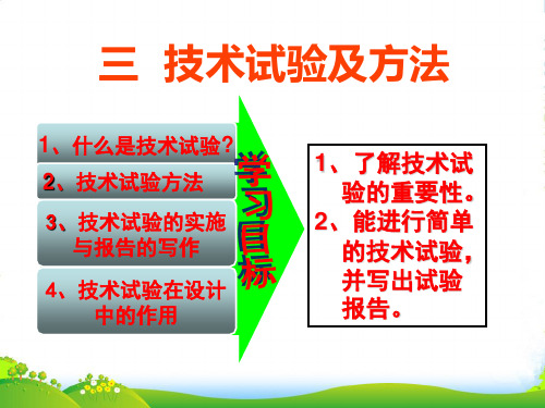 高中通用技术 第二章 技术世界中的设计 第三节 技术试验及其方法授课课件 苏教