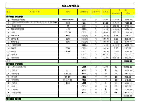 安防监控工程预算书报价书