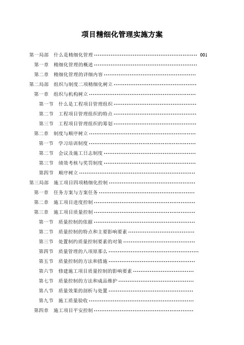 项目精细化管理实施方案