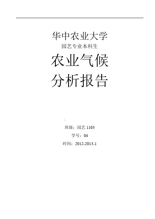 武汉农业气候分析报告(新颖实用模板)