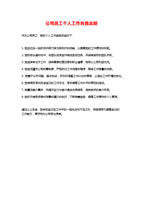 公司员工个人工作自我总结