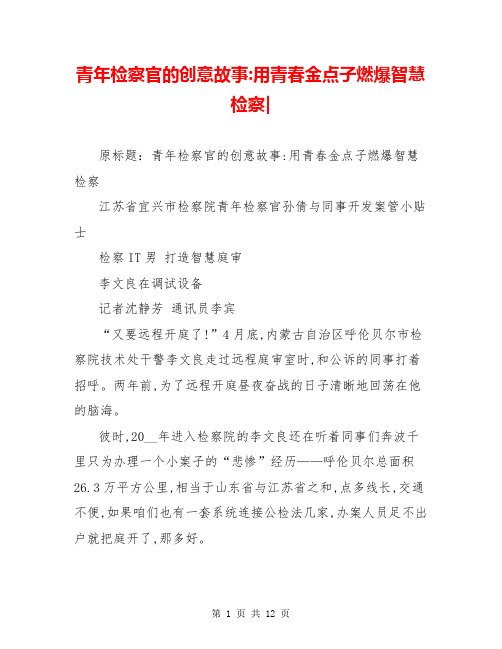 青年检察官的创意故事-用青春金点子燃爆智慧检察-