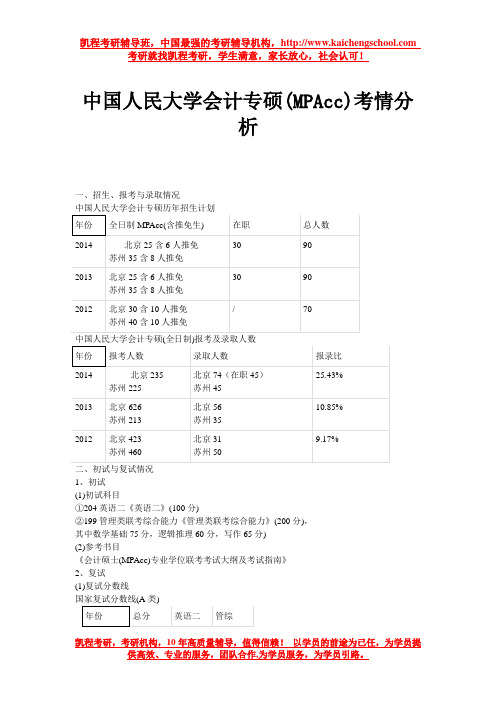 中国人民大学会计专硕(MPAcc)考情分析