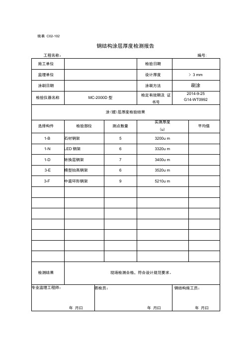 钢结构涂层厚度检测报告