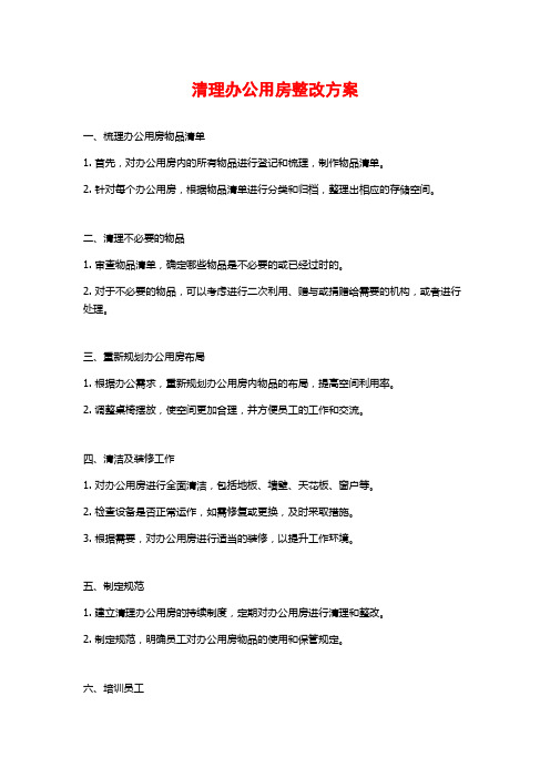 清理办公用房整改方案