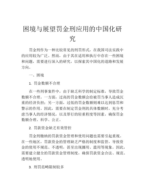 困境与展望罚金刑应用的中国化研究