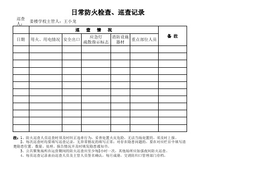 学校防火巡查记录表