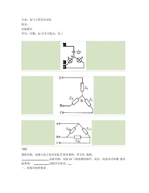 三相电路的相序、电压、电流及功率测量(精)