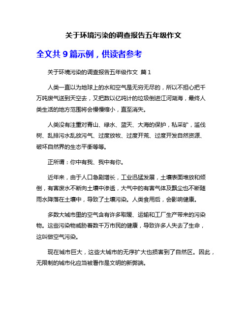 关于环境污染的调查报告五年级作文