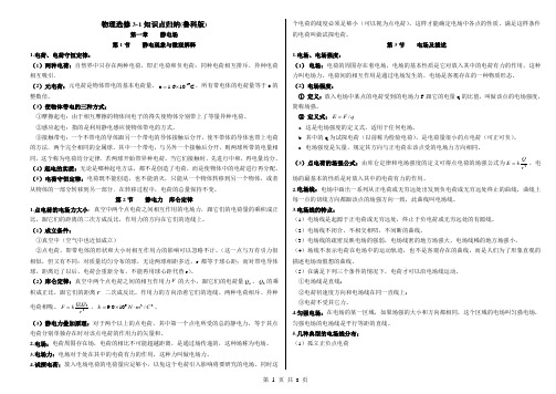 高中物理选修3-1知识点归纳(鲁科版)知识分享