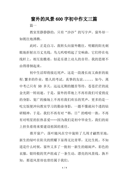 窗外的风景600字初中作文三篇