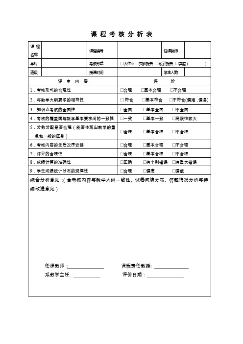 课程设计课程考核分析表0512