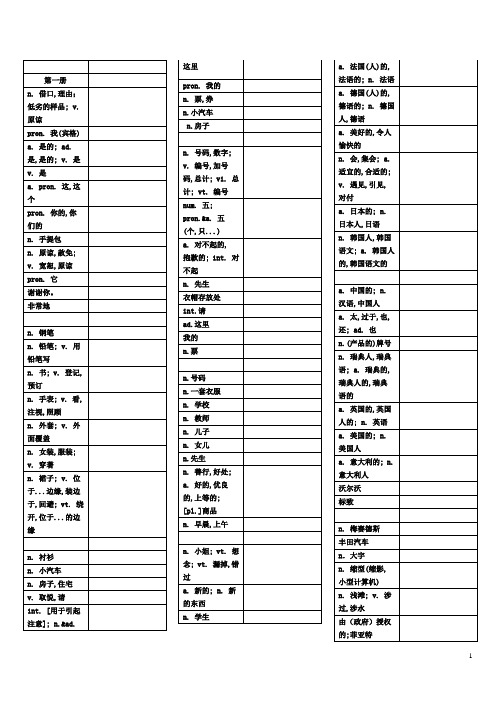 成人版新概念英语第一册单词