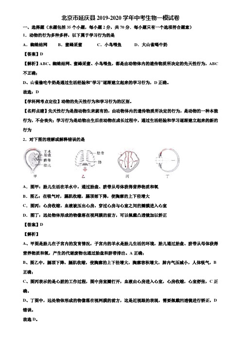 北京市延庆县2019-2020学年中考生物一模试卷含解析