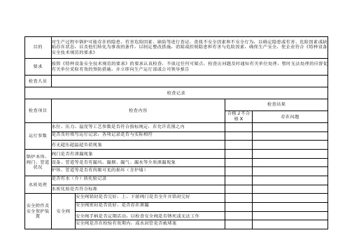 特种设备(压力容器、管道、起重机等)检查表