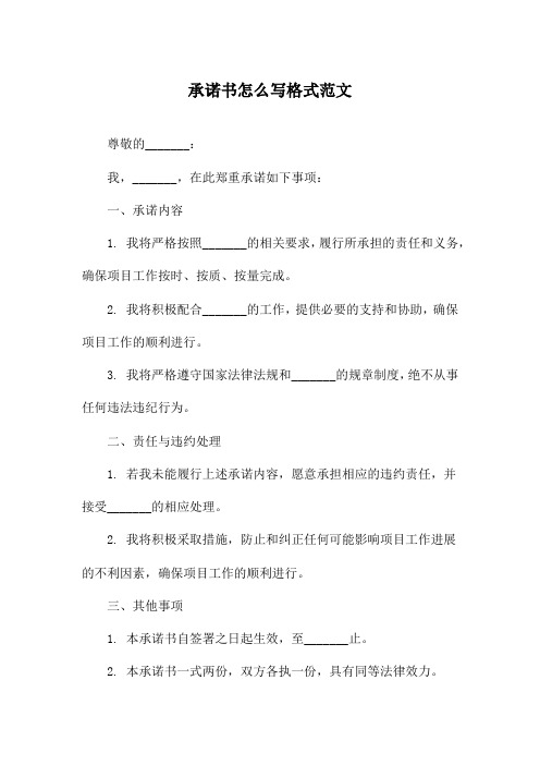 承诺书怎么写格式范文