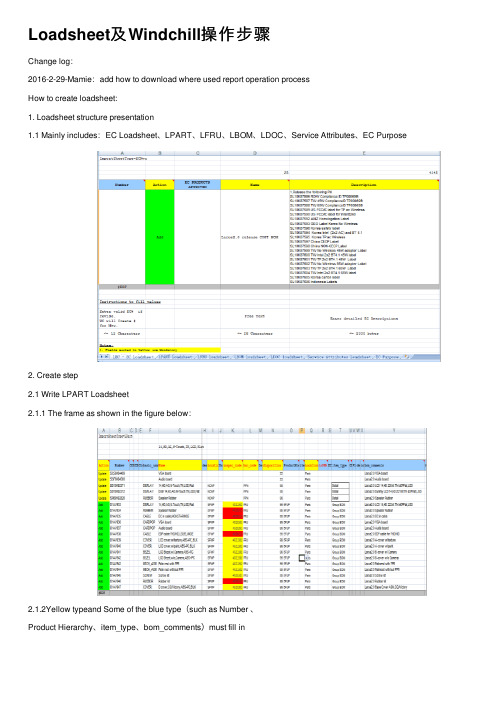 Loadsheet及Windchill操作步骤