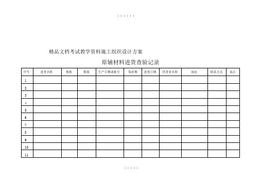 食品生产企业应填写记录模板(25个)