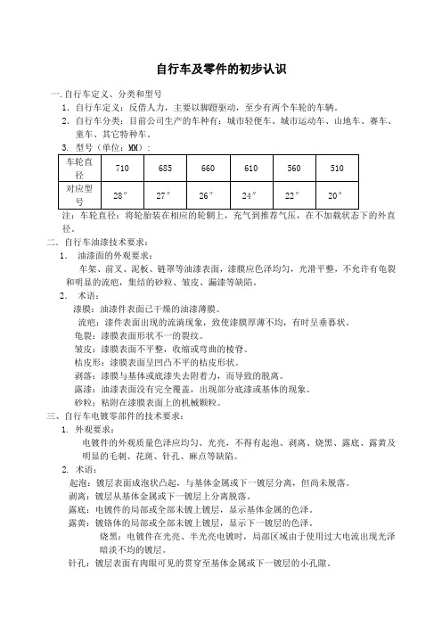 自行车及零件的认识