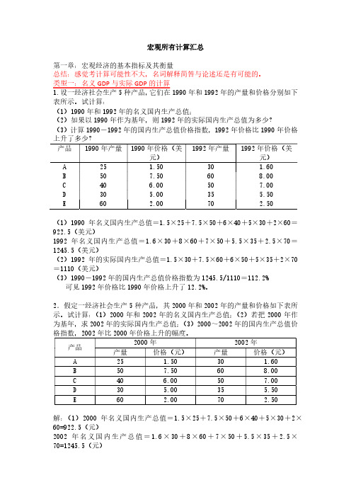 宏观经济学所有计算汇总