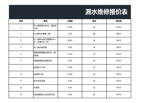 漏水维修报价表