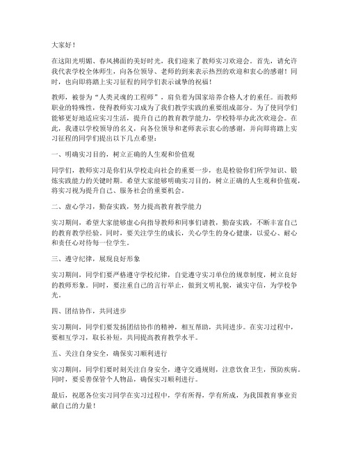 教师实习欢迎会演讲稿