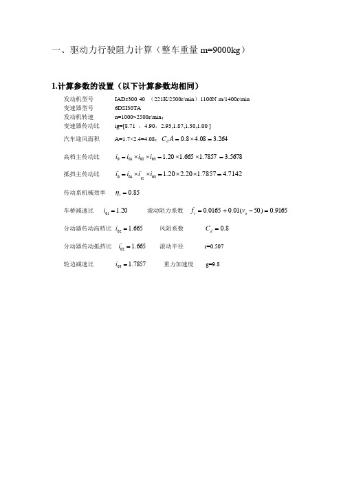 汽车驱动力-行驶阻力计算---湖北汽车工业学院K1143(越野军用汽车)