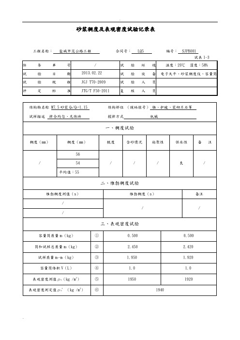 M7.5砂浆配合比计算书