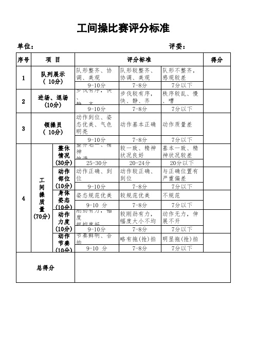 工间操评分标准