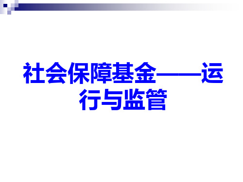 社会保障基金运行与监管第四章