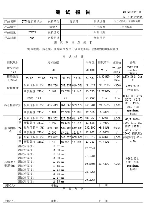 橡胶测试报告