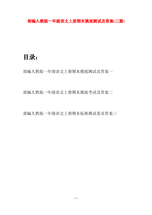 部编人教版一年级语文上册期末摸底测试及答案(三套)