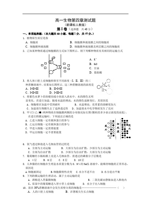 高一生物第四章测试题.doc