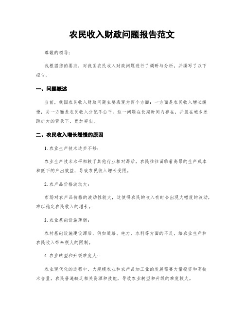 农民收入财政问题报告范文