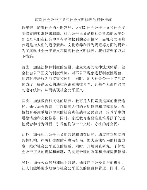 应对社会公平正义和社会文明修养的提升措施