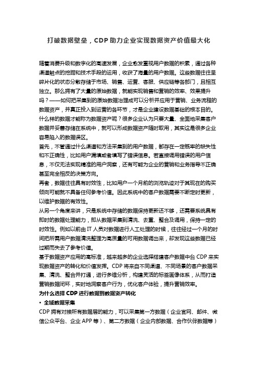 打破数据壁垒,CDP助力企业实现数据资产价值最大化