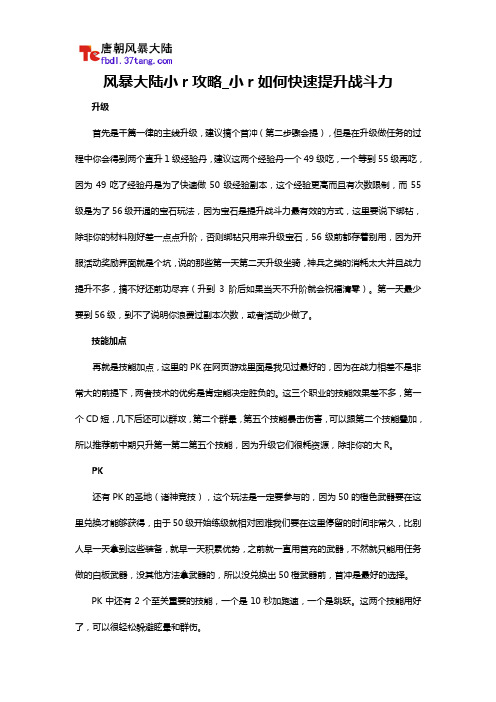 风暴大陆小r攻略_小r如何快速提升战斗力