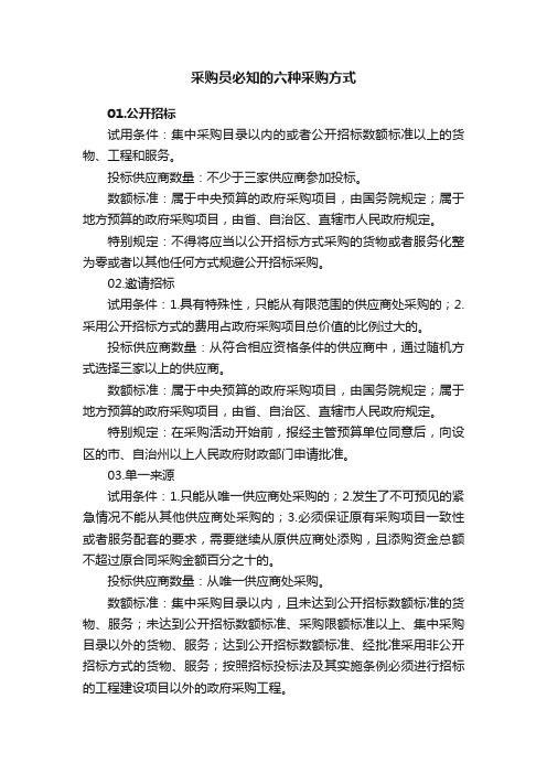 采购员必知的六种采购方式