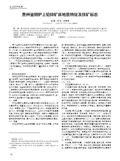 贵州省铜炉上铅锌矿床地质特征及找矿标志