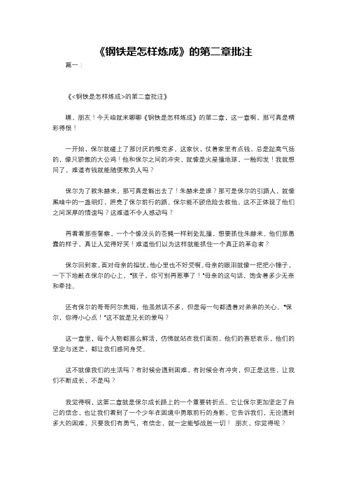 《钢铁是怎样炼成》的第二章批注