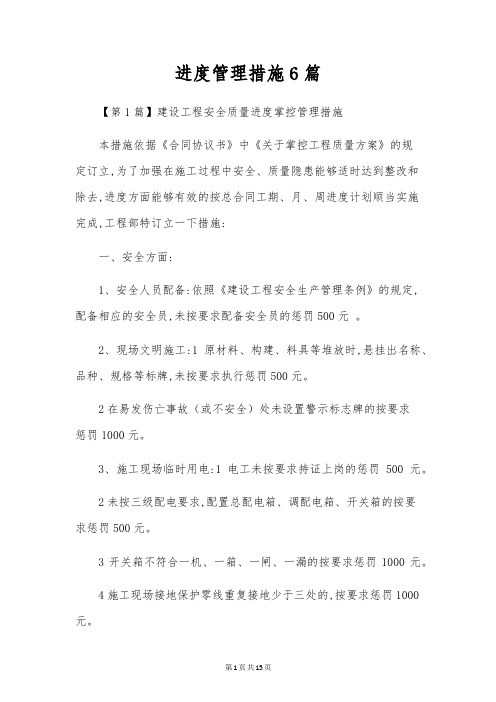 进度管理措施6篇